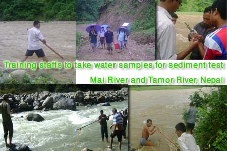 Training provided to local staff for sediment sampling in Mai and Tamor River during flood